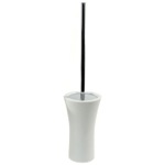 Gedy AU33-02 Free Standing Toilet Brush Holder Made From Stone in White Finish